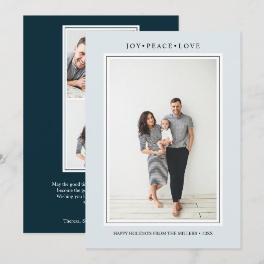 Einfache Farben | Blassblaues vertikales Multi-Fot Einladung (Vorne/Hinten)