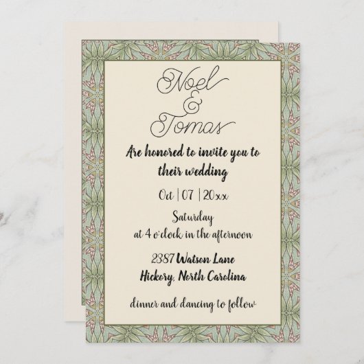 Einfache Farben im Ethnic-Stil mit grünen Farben Einladung (Vorne/Hinten)