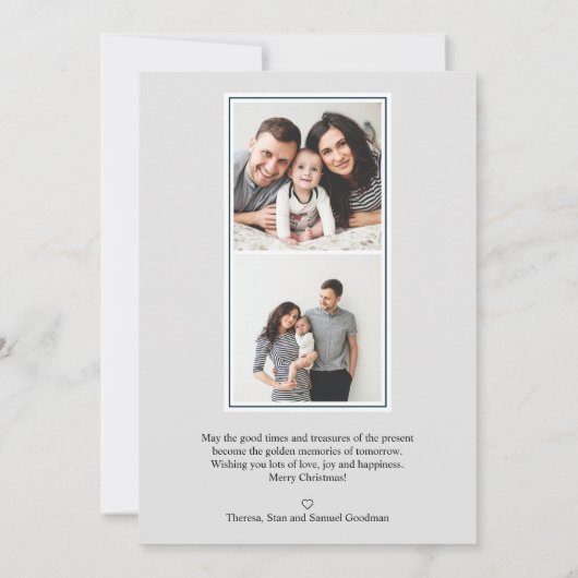 Einfache Farben | Pine Green Vertikal Multi Foto Einladung (Rückseite)