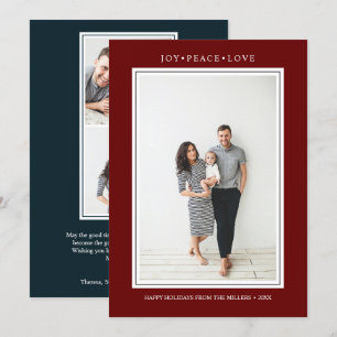 Einfache Farben   Vertikales Multi-Foto Merlot Einladung