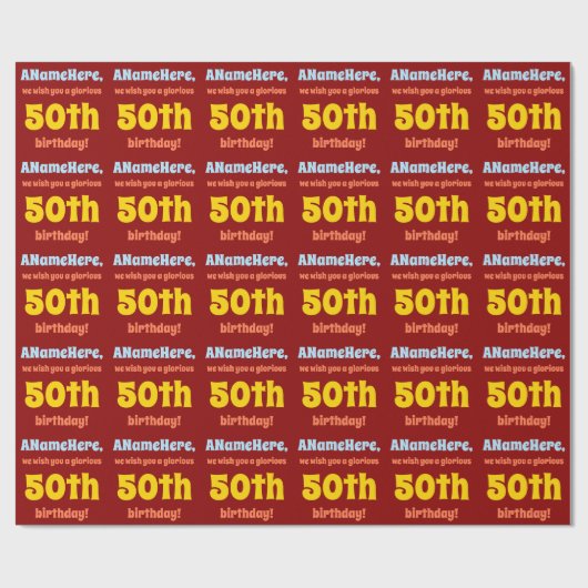 Einfache, farbenfrohe 50. Geburtstagspapier Geschenkpapier (Flach)