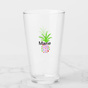 Einfache farbenfrohe Ananas hinzufügen Name minima Glas