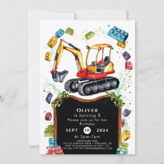 Einfache farbenfrohe Bauweise Geburtstag Einladung