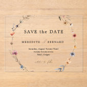 Einfache farbenfrohe Blumenhochzeit retten das Dat Acryleinladungen (Vorderseite)