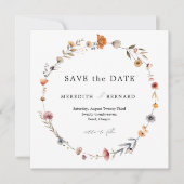 Einfache farbenfrohe Blumenhochzeit rettet das Dat Save The Date (Vorderseite)