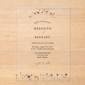 Einfache farbenfrohe blumenreiche Hochzeit Acryleinladungen (Vorderseite)