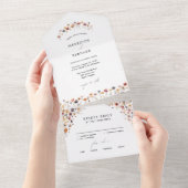 Einfache farbenfrohe blumenreiche Hochzeit All In One Einladung (Abreißen)