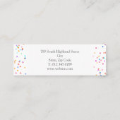 Einfache farbenfrohe Confetti Mini Visitenkarte (Rückseite)