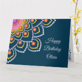 Einfache farbenfrohe Dot Mandala Happy Birthday Ca Karte (Gelbe Blume)