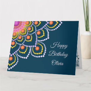 Einfache farbenfrohe Dot Mandala Happy Birthday Ca Karte