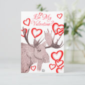 Einfache farbenfrohe Elch Text Valentinstag Karte (Stehend Vorderseite)
