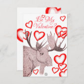 Einfache farbenfrohe Elch Text Valentinstag Karte (Vorne/Hinten)
