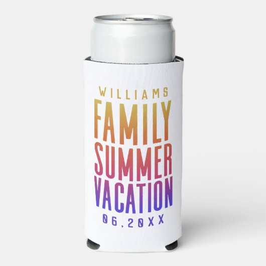 Einfache farbenfrohe Familienferien Selters Dosenkühler (Seltzer Vorderseite)