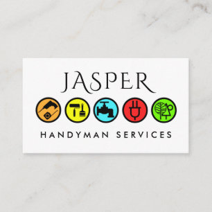 Einfache farbenfrohe Handwerker-Icons Visitenkarte