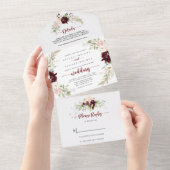 Einfache farbenfrohe klassische Blumenhochzeit All In One Einladung (Abreißen)