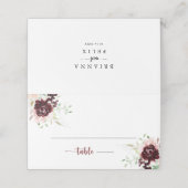 Einfache farbenfrohe klassische Blumenhochzeit Platzkarte (Außenseite Aufgefaltet)