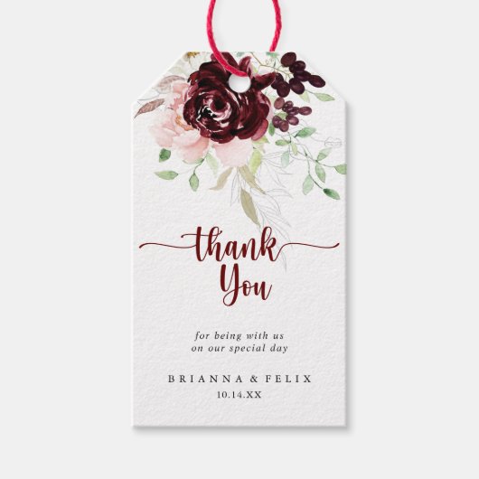 Einfache farbenfrohe klassische Blumenhochzeit Vie Geschenkanhänger (Vorderseite)