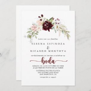 Einfache farbenfrohe klassische Spanisch-Blumenhoc Einladung