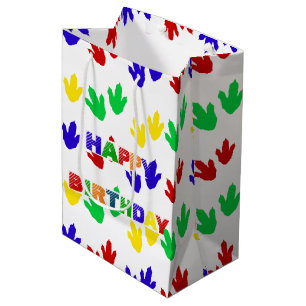 Einfache, farbenfrohe Paw Dino Geburtstagsparty Mittlere Geschenktüte