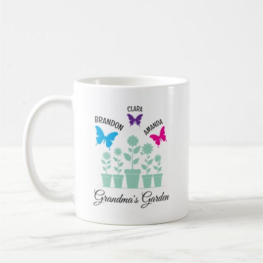 Einfache farbenfrohe Schmetterlinge Großkinder Oma Kaffeetasse (Links)