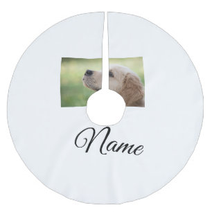 Einfache farbenfrohe Tier-Add-Name-Foto-Wurfdecke Polyester Weihnachtsbaumdecke