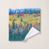 Einfache farbenfrohe Waldbäume Akrylic Artwork | Badhandtuch Set (Waschlappen)