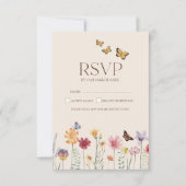 Einfache farbenfrohe Wildblume Blumenhochzeit RSVP Karte (Vorderseite)