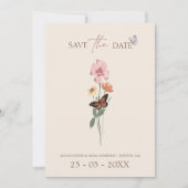 Einfache farbenfrohe Wildblume Blumenhochzeit Save The Date (Vorderseite)