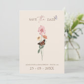 Einfache farbenfrohe Wildblume Blumenhochzeit Save The Date (Stehend Vorderseite)