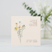 Einfache farbenfrohe Wildblume Blumenhochzeit Save The Date (Stehend Vorderseite)