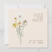 Einfache farbenfrohe Wildblume Blumenhochzeit Save The Date (Vorderseite)