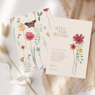 Einfache farbenfrohe Wildblume Liebe und Dank Hoch Dankeskarte