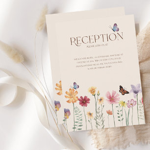 Einfache farbenfrohe Wildblumen Hochzeitsempfang Begleitkarte