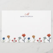 Einfache farbige Blume Script Monogram Stripes Briefpapier (Vorderseite)
