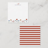 Einfache farbige Blume Script Monogram Stripes Mitteilungskarte (Vorne/Hinten)
