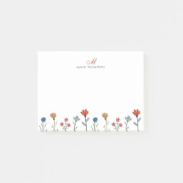 Einfache farbige Blume Script Monogram Stripes Post-it Klebezettel
