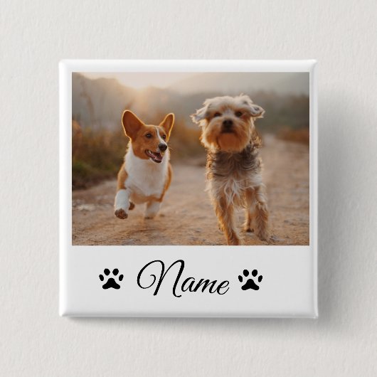 Einfache farbige Foto-Namenssammlung Button (Vorderseite)