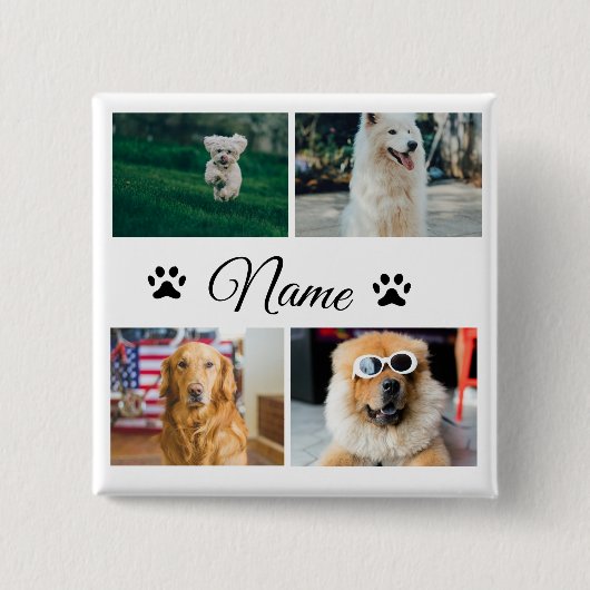 Einfache farbige Foto-Namenssammlung Button (Vorderseite)