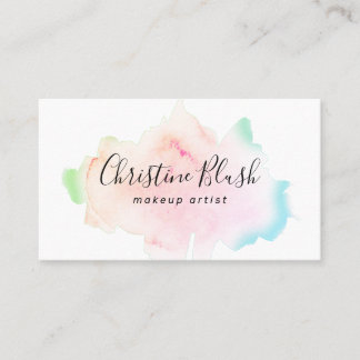 Einfache, farbige Pastell Watercolor Splash MUA Visitenkarte