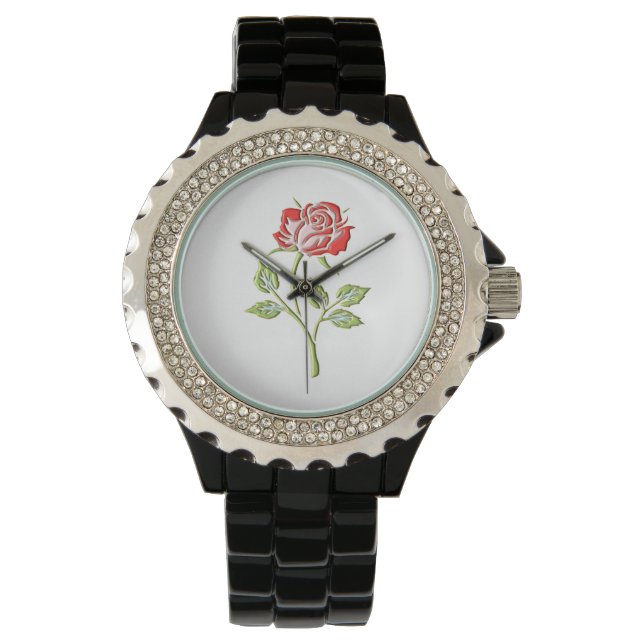 Einfache farbige Rose Armbanduhr (Vorderseite)