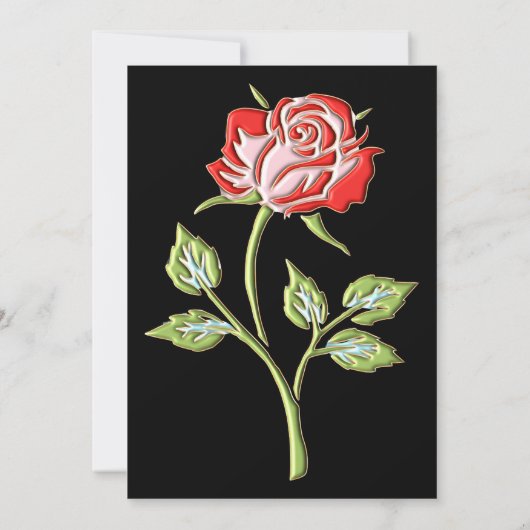 Einfache farbige Rose Einladung (Rückseite)