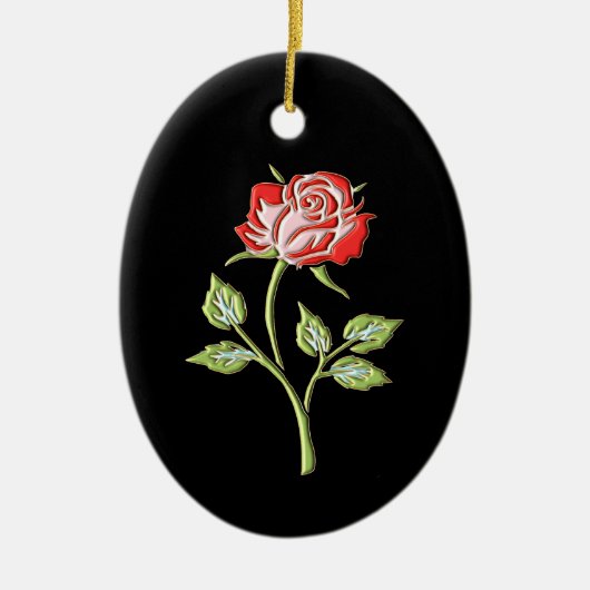 Einfache farbige Rose Keramik Ornament (Vorne)