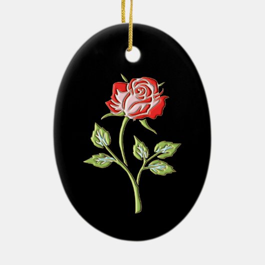 Einfache farbige Rose Keramik Ornament (Hinten)