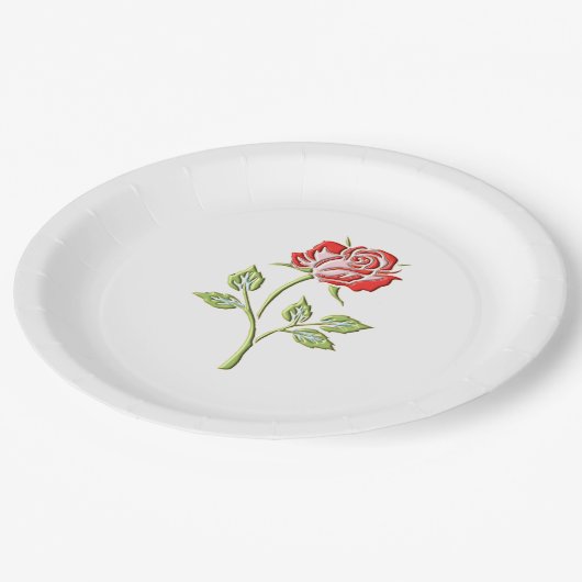 Einfache farbige Rose Pappteller (Schrägansicht)