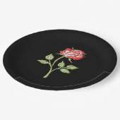 Einfache farbige Rose Pappteller (Schrägansicht)