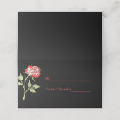 Einfache farbige Rose Platzkarte (Außenseite Aufgefaltet)