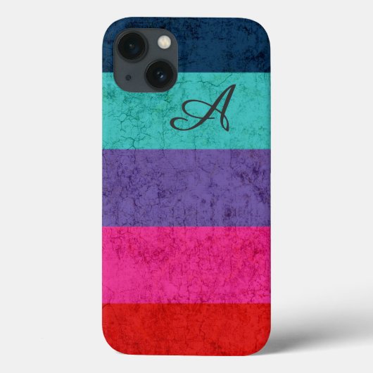 Einfache farbige Streifen Muster Textur Monogramm Case-Mate iPhone Hülle (Rückseite)