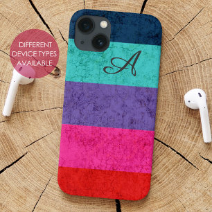 Einfache farbige Streifen Muster Textur Monogramm Case-Mate iPhone Hülle
