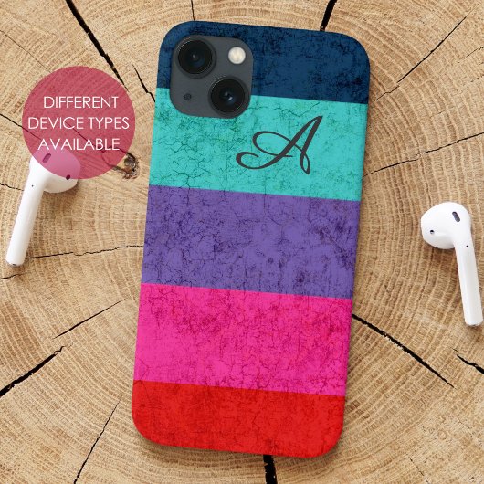 Einfache farbige Streifen Muster Textur Monogramm Case-Mate iPhone Hülle