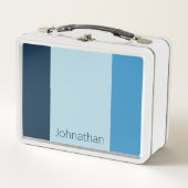 Einfache Farbtöne für blaue vertikale Streifen Metall Brotdose (Vorderseite)